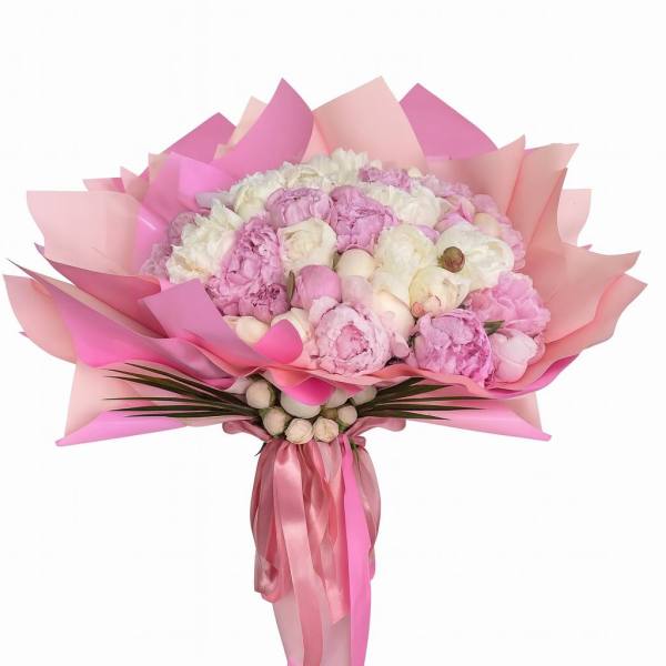 51'li Pembe Beyaz Şakayık Buketi