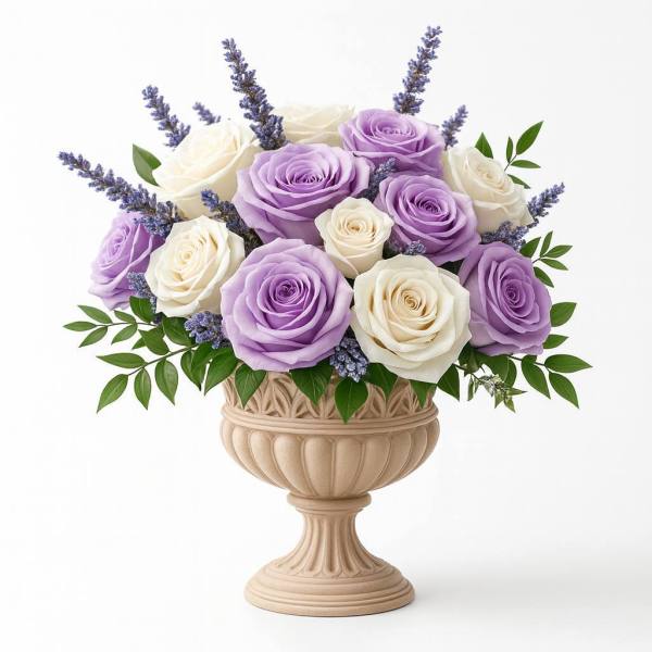 Vazoda Mor Beyaz Güller